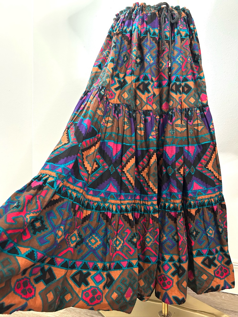 Blue Mesa Western Southwestern Tiered Ruffle Midi Skirt Womens One Size